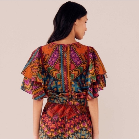 FARM RIO Yawanawa Stripes Blouse XS Euc - Picture 4 of 10